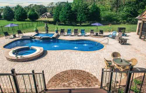 Leisure Pools Mediterranean fiberglass swimming pool