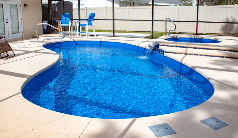 The Tuscany fiberglass pool entry and exit steps top-down view