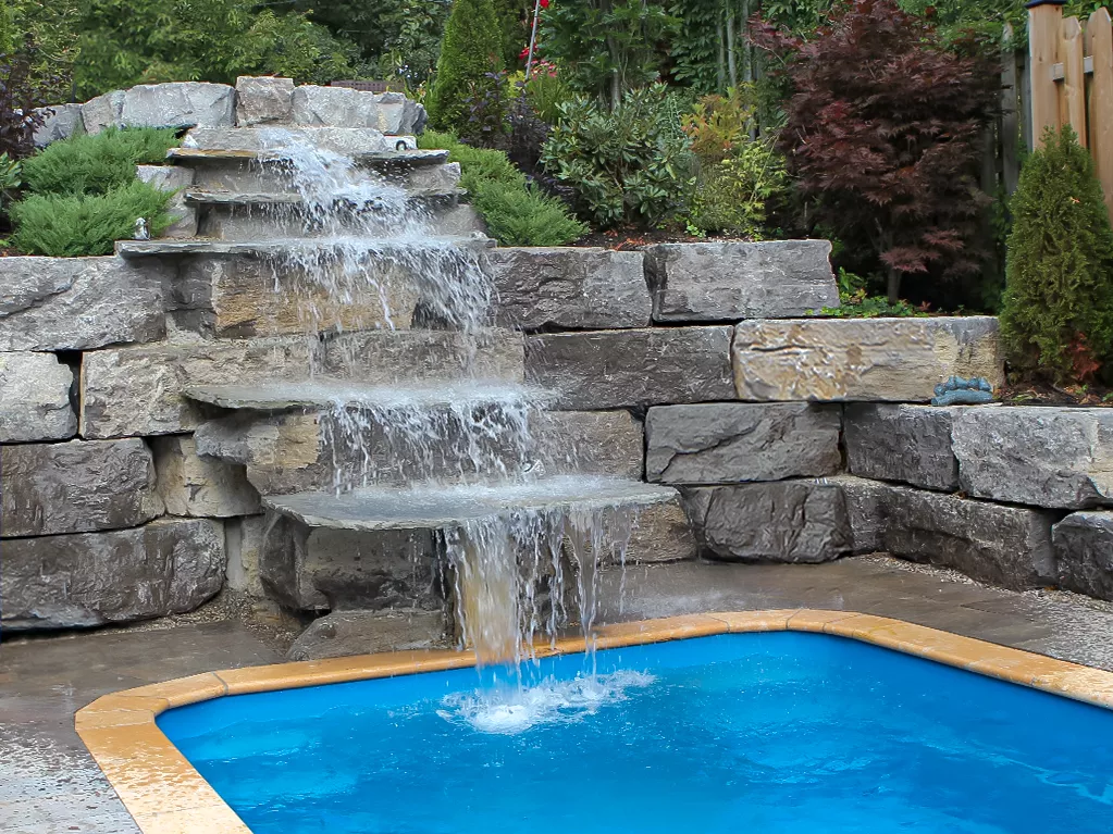 pool water features - waterfall