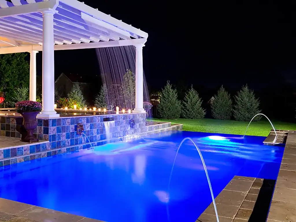 Inground fiberglass swimming pool ambient lighting