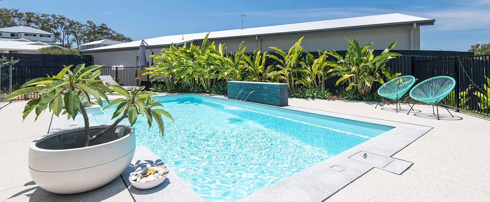 an affordable Leisure Pools fiberglass swimming pool