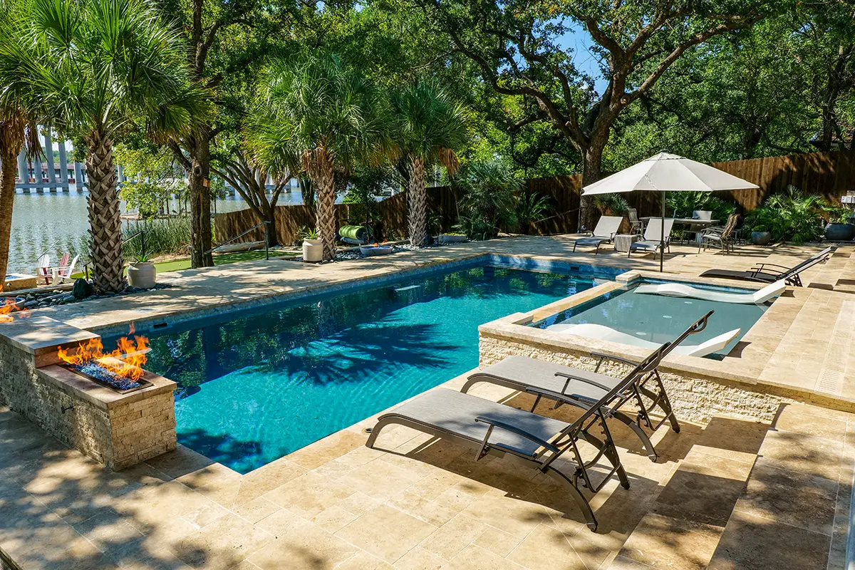 Leisure Pools Supreme 35 inground backyard fiberglass swimming pool