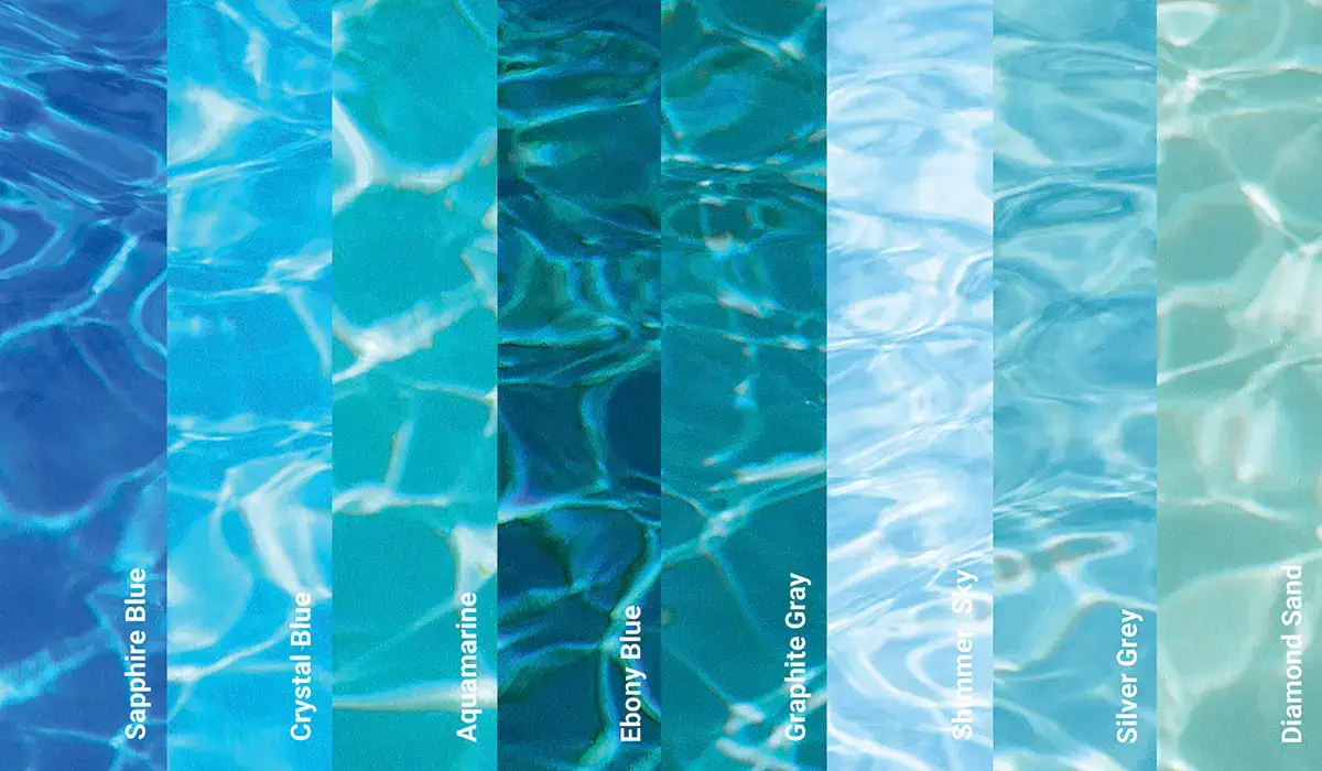 The range of fiberglass pool colors by Leisure pools