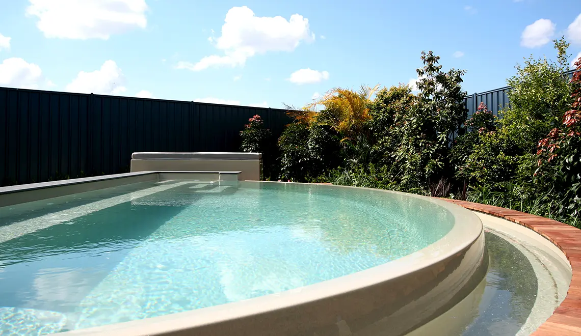 Leisure Pools Horizon model in Diamond Sand close up shot.