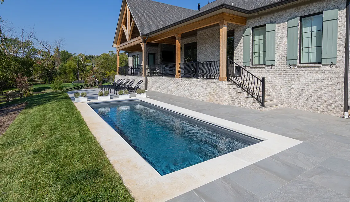 Leisure Pools Harmony model in in Graphite Grey angled full image shot.