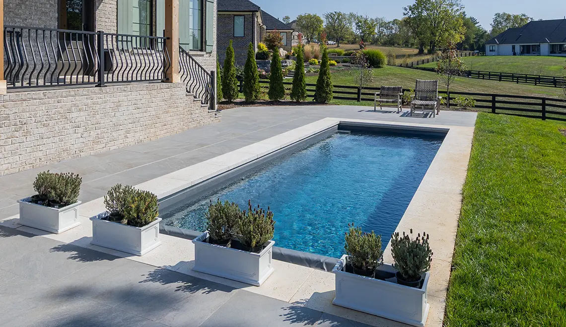 Leisure Pools 26' Harmony model in Graphite Grey beauty shot.