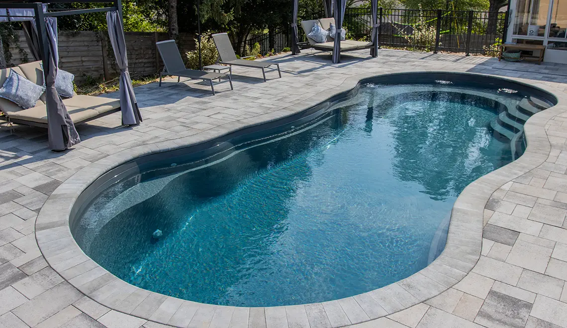 Leisure Pools 34' Riviera in Graphite Grey.