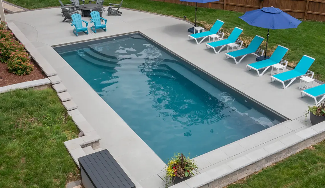 Leisure Pools Wave fiberglass pool full range shot