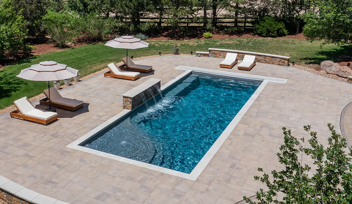Leisure Pools Wave fiberglass pool full range shot