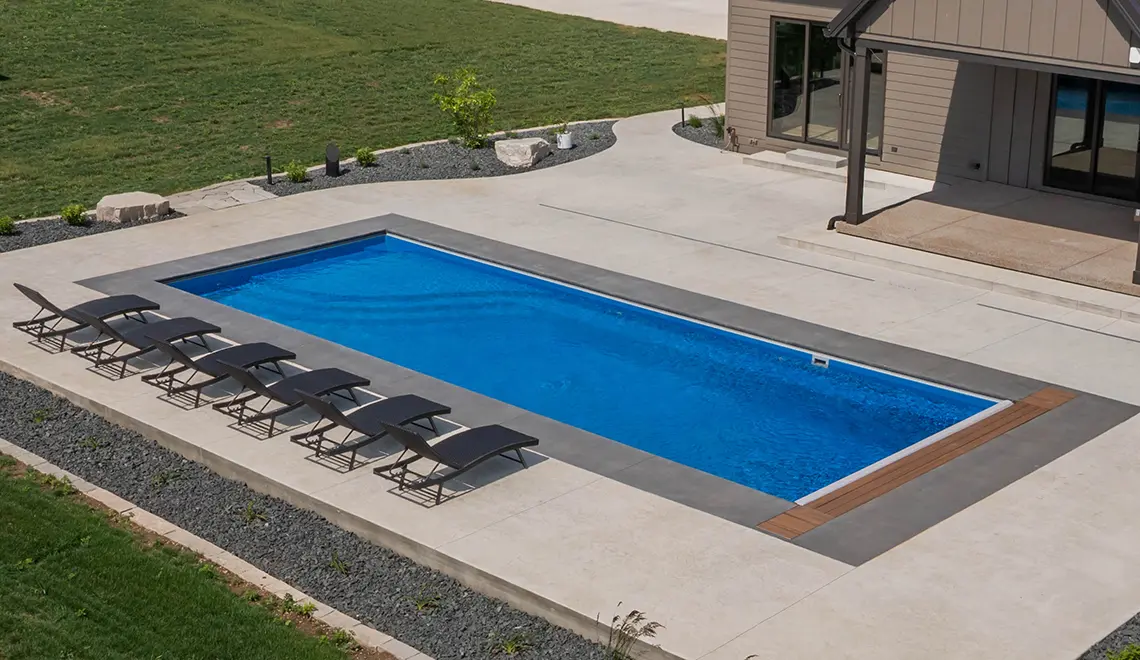 Leisure Pools Wave fiberglass pool full range shot