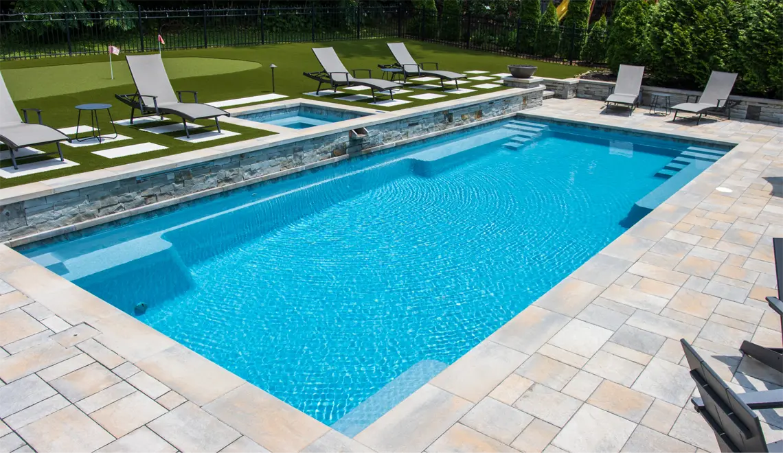 Leisure Pools Supreme Fiberglass Best Swimming Pool stunning rectangular shape.