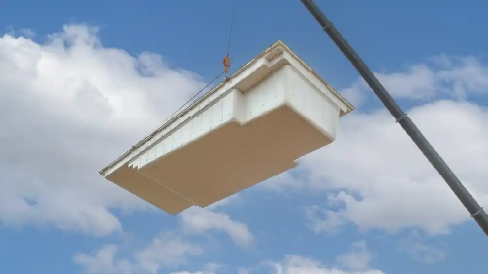 backyard pool delivery by helicopter