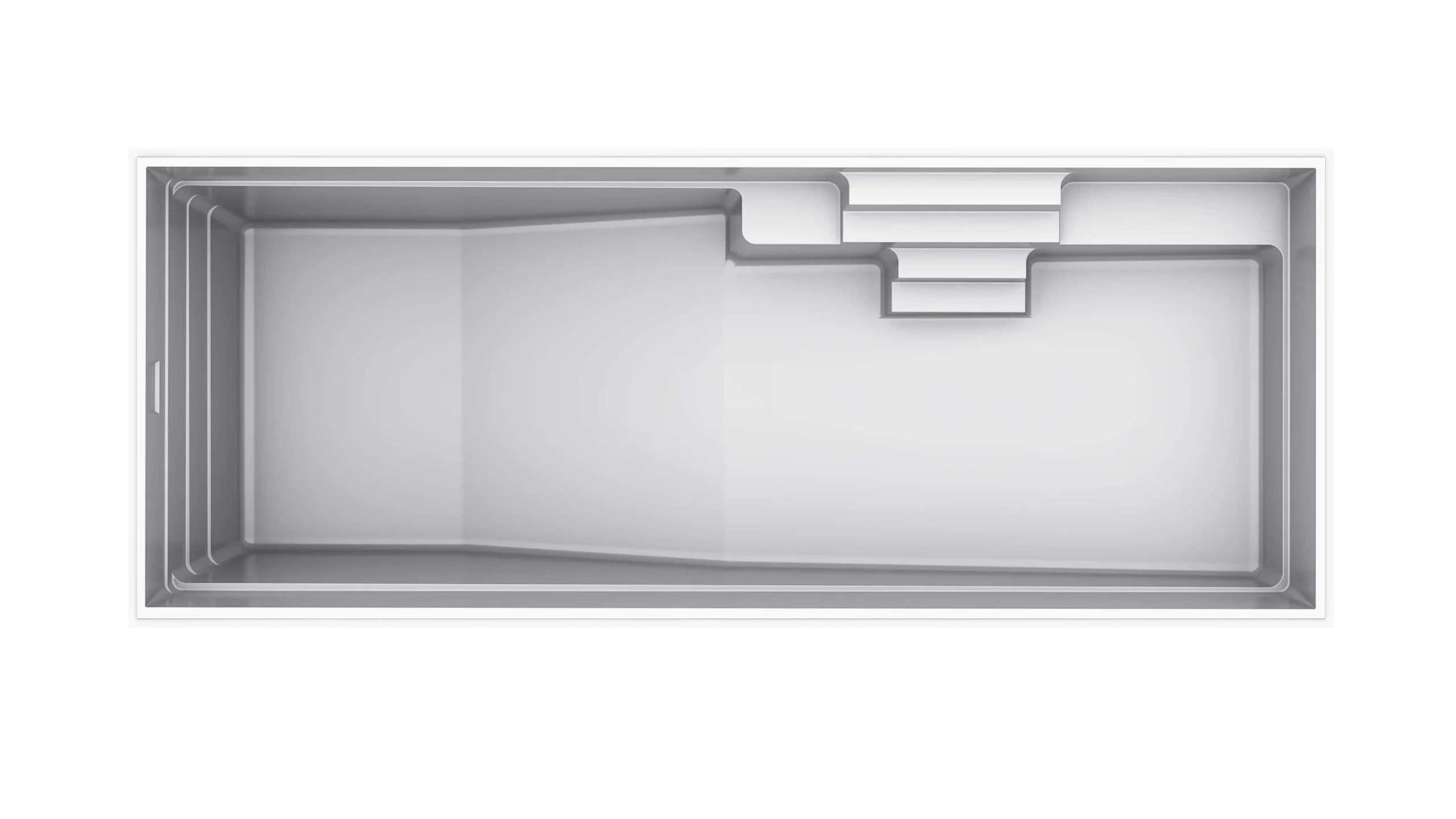 Grand_Features Diagram showing the fiberglass pool features of The Grand™
