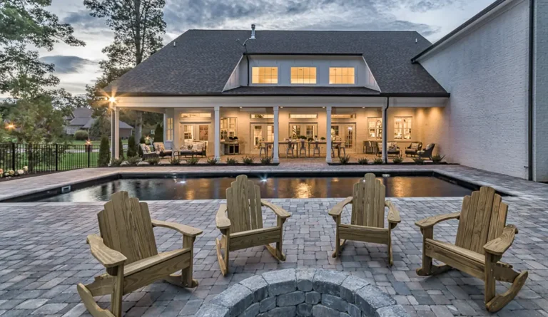 The Infinity fiberglass pool generous entry and exit steps with open swim channel