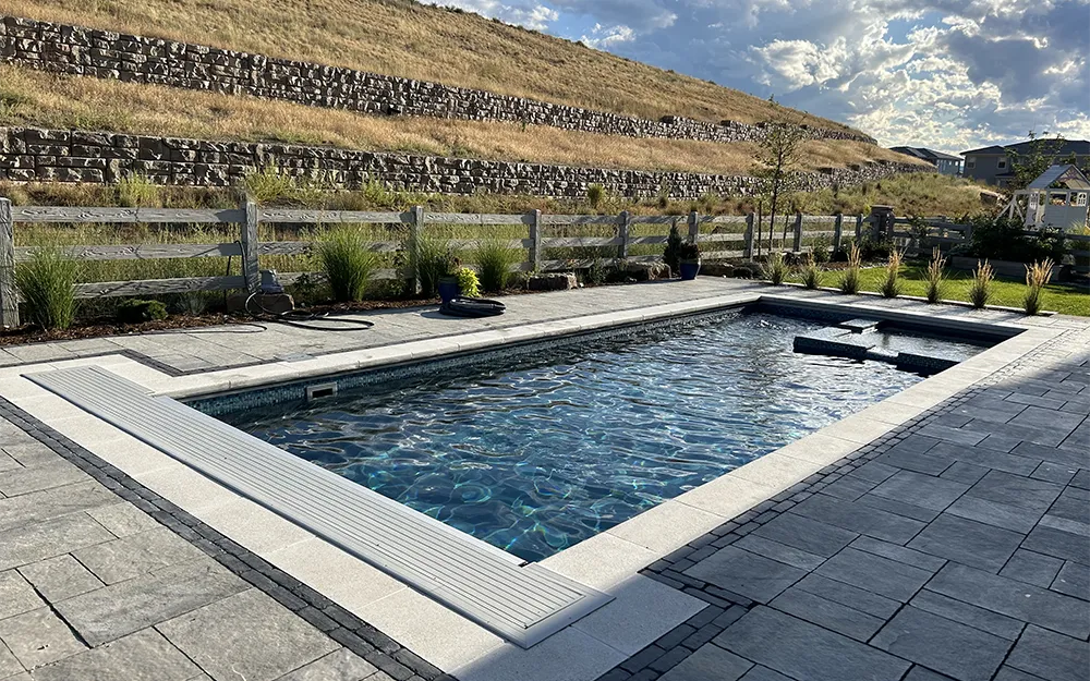 leisure-pools-front-range-modern-pool A modern fiberglass pool, installed by Leisure Pools Front Range