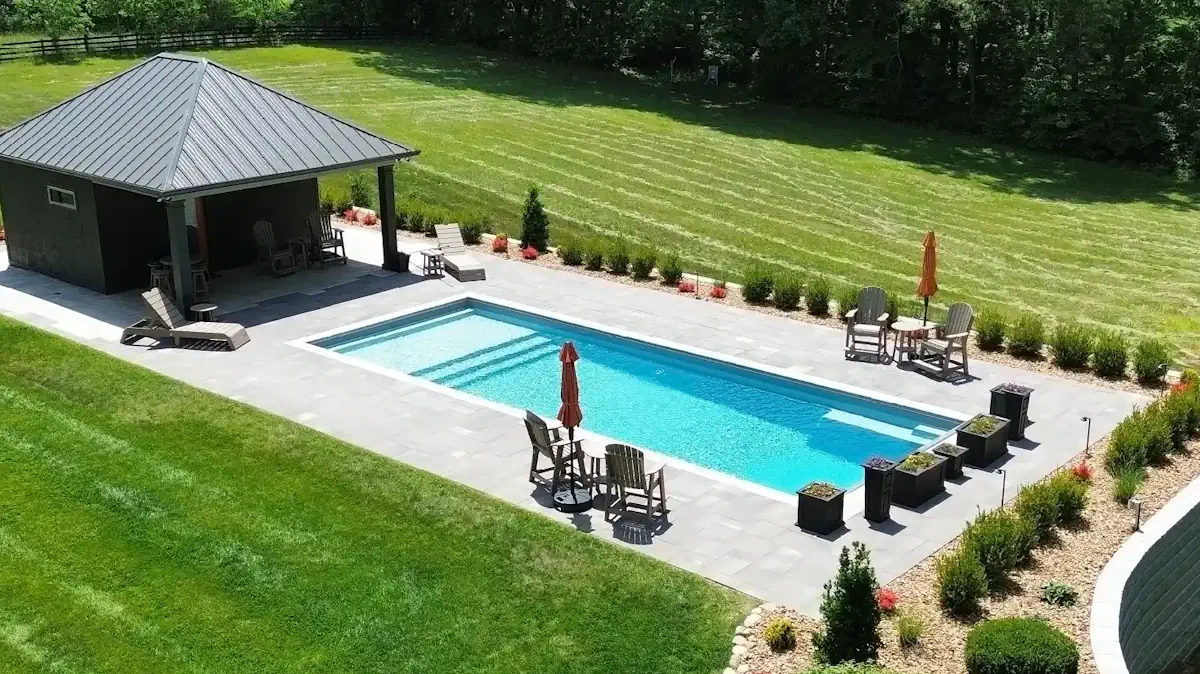 The Pinnacle 40 in-ground fiberglass pool in Silver Grey 