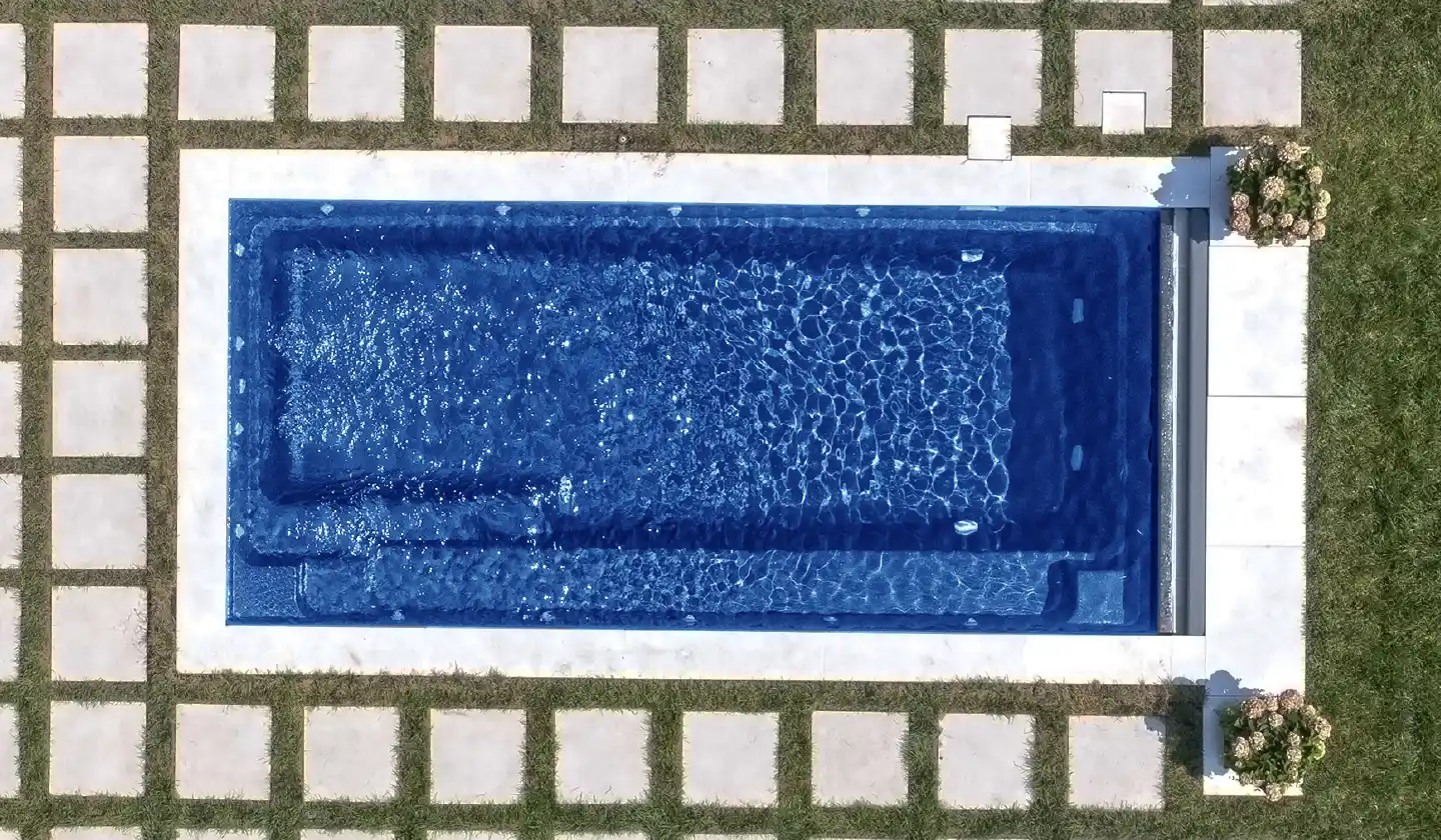 The Harmony pool in Sapphire Blue