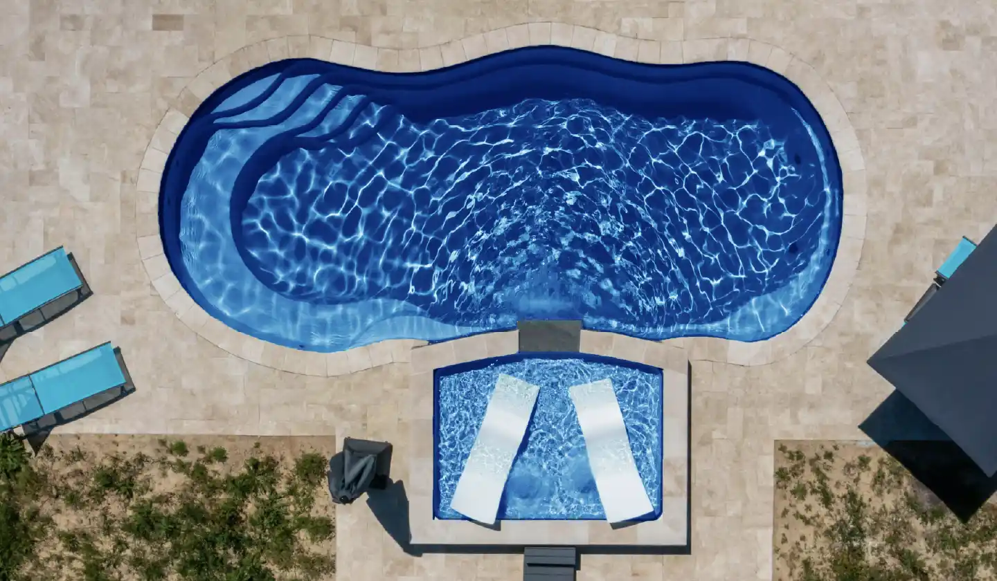 The Riviera pool in Sapphire Blue