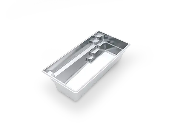 The Harmony™ 20 rendered in 3D, showing spacious side seating and entry steps alongside an unobstructed rectangular swim area.